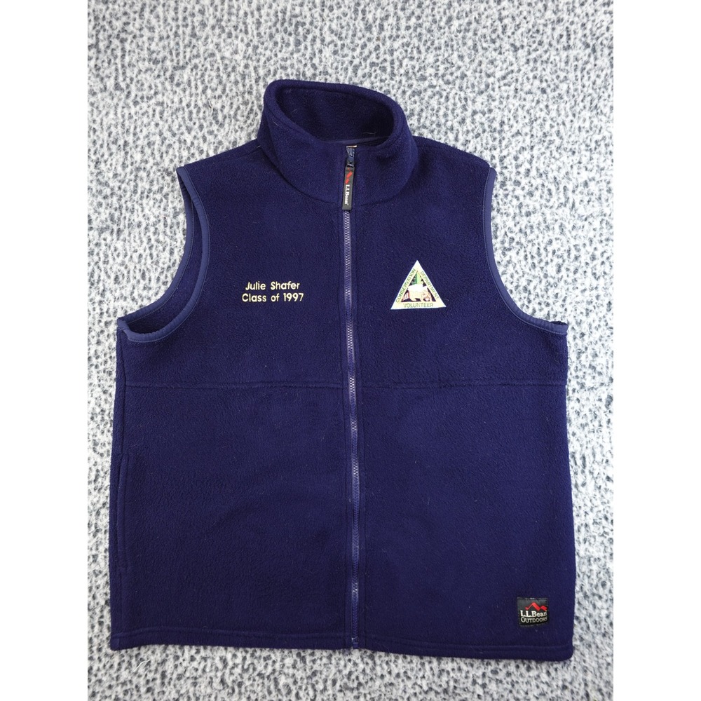 LL Bean Fleece Vest Womens Large Navy Blue Vintage 90s Made in USA 0ND11